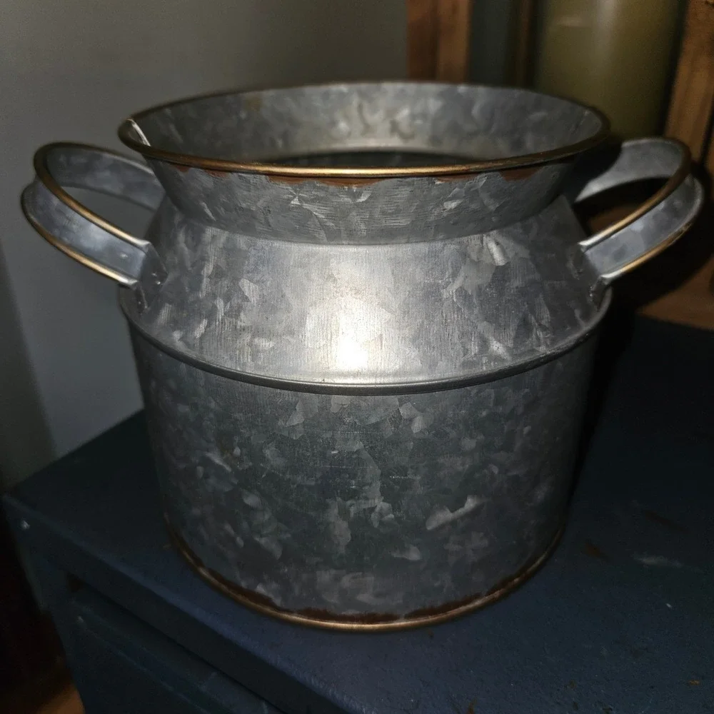 Rustic Galvanized Metal Milk Can Floral Planter Decorative Farmhouse Vase‎ 5in